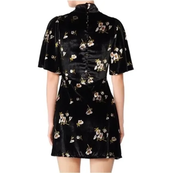 FREE PEOPLE Be My Baby Luxe Velvet Floral Mock Neck Vintage Mini Dress 4 - Picture 9 of 9